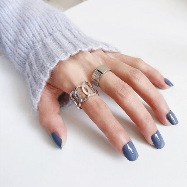 Vertical striped silver ring - Image 5