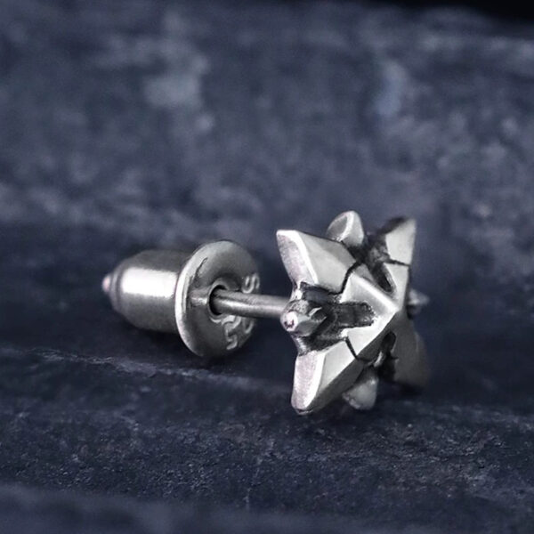 Eight-pointed star silver earrings - Image 3