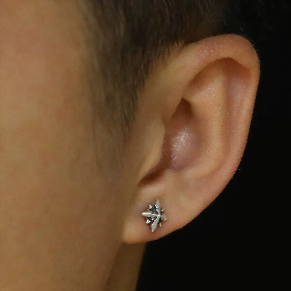 Eight-pointed star silver earrings - Image 6