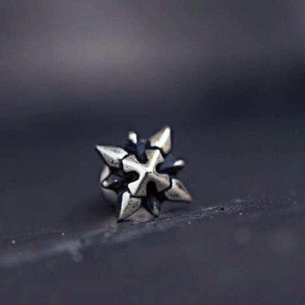 Eight-pointed star silver earrings