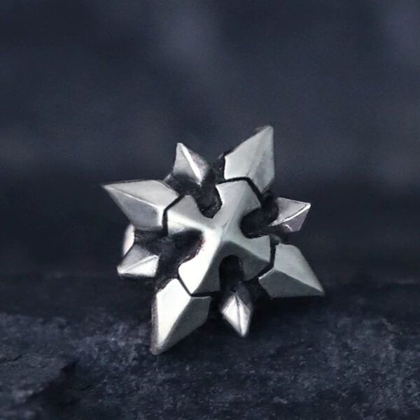 Eight-pointed star silver earrings - Image 2