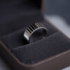 Vertical striped silver ring