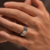 Vertical striped silver ring - Image 6